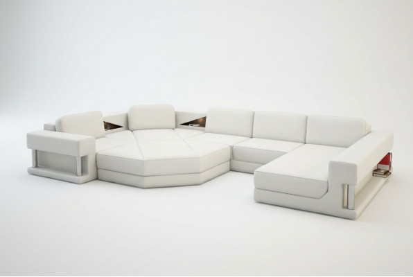 Modern Ecksofa mat USB Couch Polster Lieder Design Sofa Garnitur Wunnlandschaft