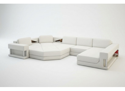 Modern Ecksofa mat USB Couch Polster Lieder Design Sofa Garnitur Wunnlandschaft