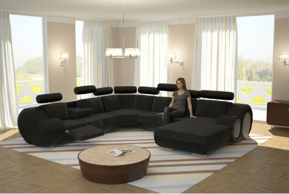 Sofa Designer Wunnlandschaft U-Form Canapé Ecksofa mat USB Polster Garnitur Sofas