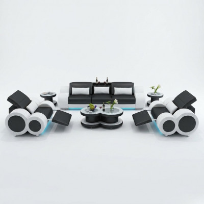 Ledersofa Canapé Sofa-Garnitur Nei 3+1+1 Set Design Modern Sofa mat USB