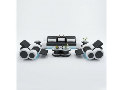 Ledersofa Canapé Sofa-Garnitur Nei 3+1+1 Set Design Modern Sofa mat USB