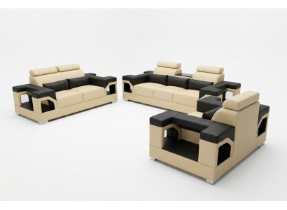 Garnitur Lieder Sofa +USB Couch Këssen Couchen Sofa Wunnlandschaft Luxus 3+2+1