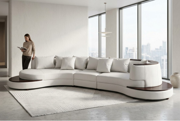 Luxus Eck-Lieder-Garnitur XXL grousst Polstersofa mat USB U-Form Eck Landschaft.