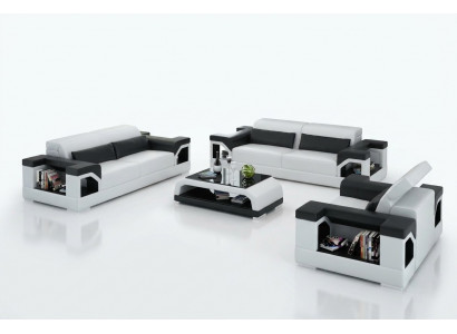 Ledercouch Sofa Sofagarnitur Set 3+2+1 Sëtz Garnitur Design Modern Sofa mat USB