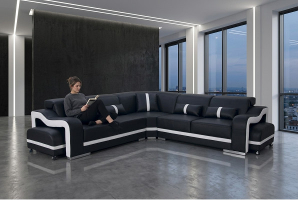 Liederdivan Canapé Wunnlandschaft Garnitur Design Modern Eckdivan L-Form +USB Nei
