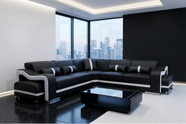 Liederdivan Canapé Wunnlandschaft Garnitur Design Modern Eckdivan L-Form +USB Nei
