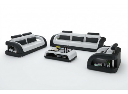 Design Ledersofa Couch Garnituren 3+2+1 Sëtzer Garnitur Sofagarnitur Sofa USB
