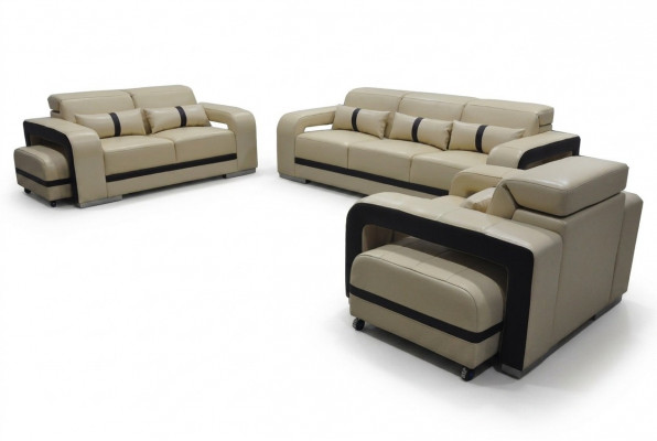 Sofa mat USB, Lieder Canapé Polster Garnitur 3+2+1 Sëtz Komplett Set Design Nei