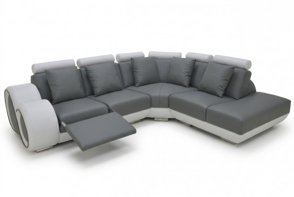 Ledercouch Couch Wunnlandschaft Eck Garnitur Design Modern Sofa + USB Nei Eckcouch