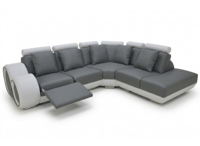 Ledercouch Couch Wunnlandschaft Eck Garnitur Design Modern Sofa + USB Nei Eckcouch