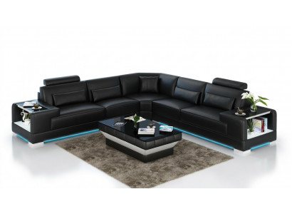 Ledercouch Couch Wunnlandschaft Eckcouch Eck Garnitur Design Modern Sofa mat USB