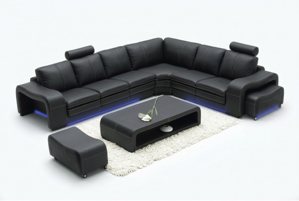 Design Ledersofa mat USB Couch Wunnlandschaft Ecksofa Eck Modern Garnitur Nei