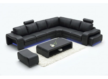 Design Ledersofa mat USB Couch Wunnlandschaft Ecksofa Eck Modern Garnitur Nei