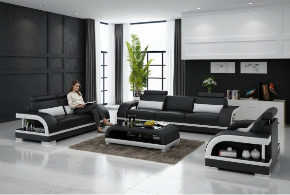 Designer Sofasët aus Lieder Sofa mat USB Set 3+2+1 Sët Sofa Canapé Nei Sëtzer