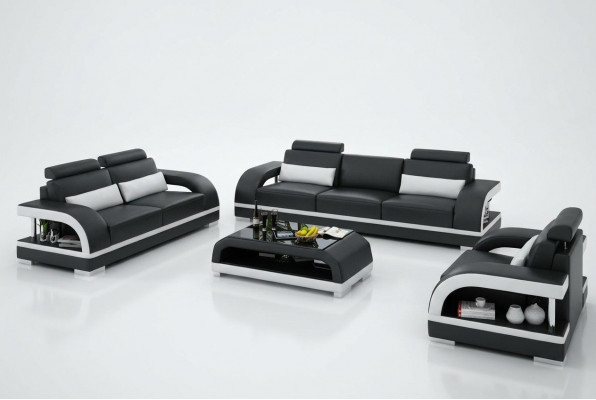 Designer Sofasët aus Lieder Sofa mat USB Set 3+2+1 Sët Sofa Canapé Nei Sëtzer