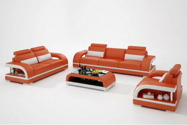 Designer Ledersofa Set mat USB 3+2+1 Sofa Couch Garnituren Setzerung.