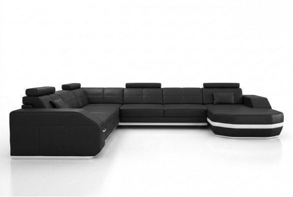 Ledercouch Eckcouch Wunnlandschaft Eckcouch Ecken-Couch Polstersëtz Eck Nei USB+LED
