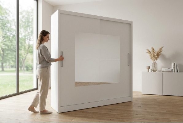 Multifunktiounsschaf 200cm Ablagerungsregaler Kleederschaf Garde-robe