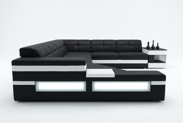 Designersofa Sofa USB Wunnlandschaft Ecksofa Wunnlandschaft Polster Couche LED