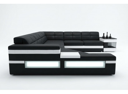 Designersofa Sofa USB Wunnlandschaft Ecksofa Wunnlandschaft Polster Couche LED