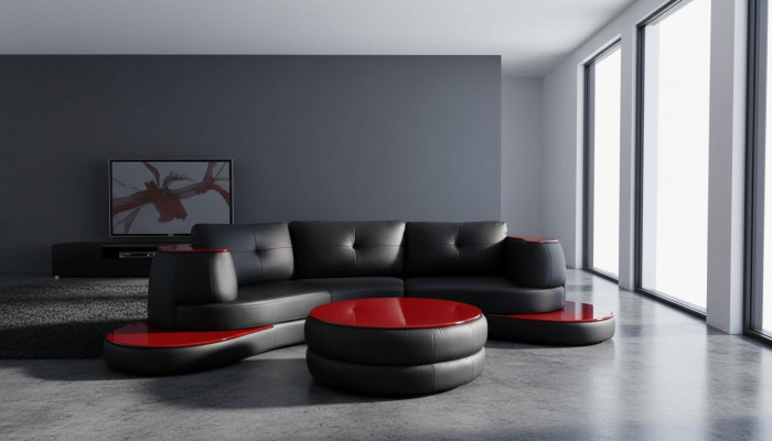 Designer ronnfërmeg USB Ecksofa Wunnlandschaft Rondsofa Ledersofa Canapé Sofa U-Form