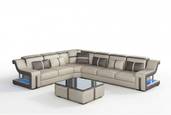 Sofa USB LED Polsteren Sofas Couchen Landschaft Miwwelen Sëtz Eck Garnitur L Form Nei