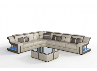 Sofa USB LED Polsteren Sofas Couchen Landschaft Miwwelen Sëtz Eck Garnitur L Form Nei