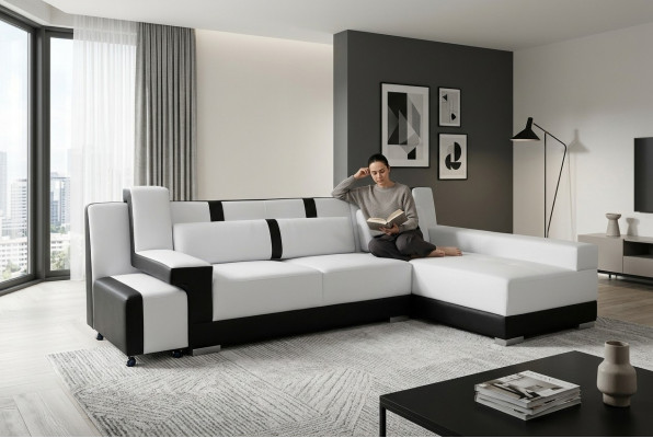 Ecksofa + USB Couch Polster Ecke Sëtz Garnitur Wohnlandschaft LED L Form A1118C