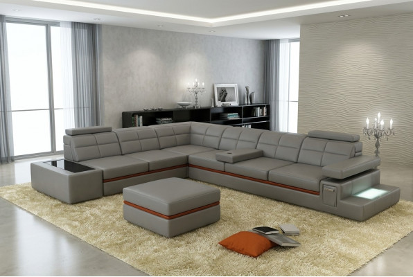 Liederkanapé Couch Wunnlandschaft Eckkanapé Eck Garnitur +USB Neit Design Modern Kanapé