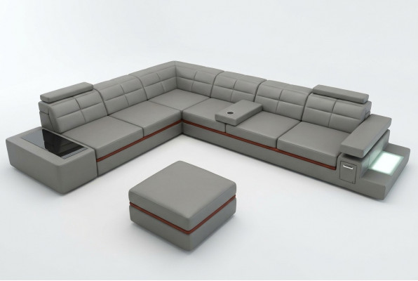 Liederkanapé Couch Wunnlandschaft Eckkanapé Eck Garnitur +USB Neit Design Modern Kanapé