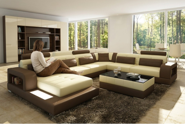 XXL grouss Wunnlandschaft Sofa mat USB Polster Lieder Sofa Garnitur Couchen Liicht