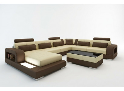 XXL grouss Wunnlandschaft Sofa mat USB Polster Lieder Sofa Garnitur Couchen Liicht