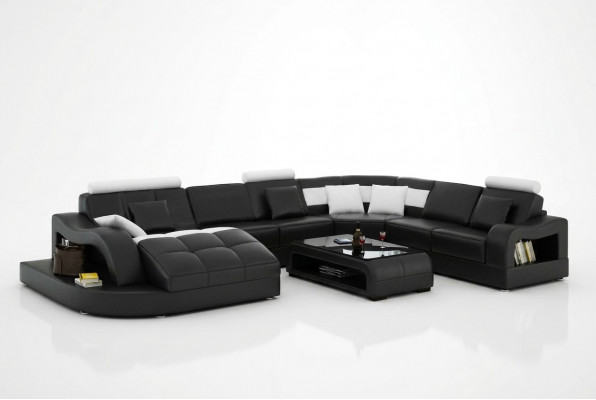Designer Ecksofa mat Liege Couch Sofa Wunnlandschaft Lieder Canapé U Form mat USB
