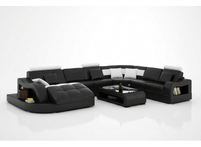 Designer Ecksofa mat Liege Couch Sofa Wunnlandschaft Lieder Canapé U Form mat USB