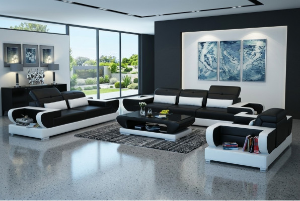 Sofa Garnitur Couch Polster Lieder Sëtz Garnitur 3+2+1 Set Modern Sofa mat USB