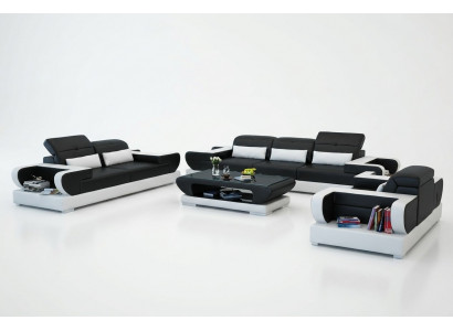 Sofa Garnitur Couch Polster Lieder Sëtz Garnitur 3+2+1 Set Modern Sofa mat USB