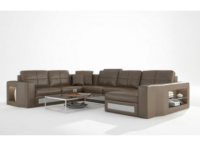 Design Wunnlandschaft Lieder-Sofa Ecksofa Eckcouch Polster Sofa Eck USB + LED
