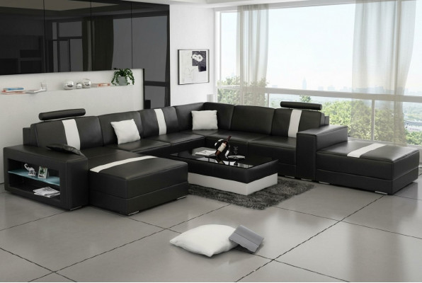 Ecksofa Polster +USB Designer Sofa Canapé Modern Sofas U-Form Lieder Eckgarnitur