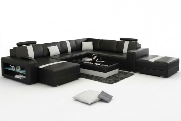 Ecksofa Polster +USB Designer Sofa Canapé Modern Sofas U-Form Lieder Eckgarnitur