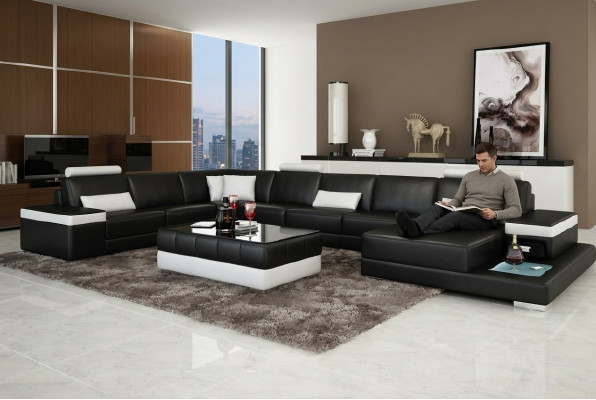 Wunnlandschaft Canapé Polster Eck Garnitur Designer Liederennsofa Grousst Sofa mat USB