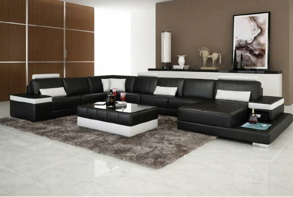 Wunnlandschaft Canapé Polster Eck Garnitur Designer Liederennsofa Grousst Sofa mat USB