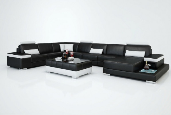 Wunnlandschaft Canapé Polster Eck Garnitur Designer Liederennsofa Grousst Sofa mat USB