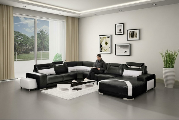 Ecksofa mat USB, Polster Wunnlandschaft Couch Sofa Wunnlandschaft U-Form Sëtz Eck