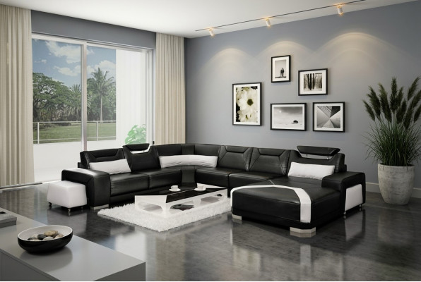 Ecksofa mat USB, Polster Wunnlandschaft Couch Sofa Wunnlandschaft U-Form Sëtz Eck