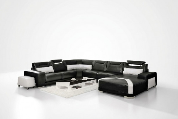 Ecksofa mat USB, Polster Wunnlandschaft Couch Sofa Wunnlandschaft U-Form Sëtz Eck