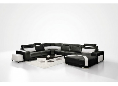 Ecksofa mat USB, Polster Wunnlandschaft Couch Sofa Wunnlandschaft U-Form Sëtz Eck