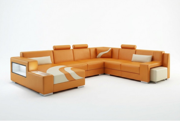 Eckcouch Polster Designer Sofa Eckgarnitur Couch Modern Sofas U Form Lieder +USB