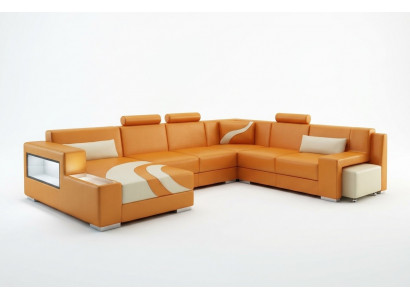 Eckcouch Polster Designer Sofa Eckgarnitur Couch Modern Sofas U Form Lieder +USB