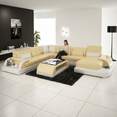 Ecksofa Polstersofa Eckgarnitur Canapé Modern Designer Sofas U-Form Lieder +USB
