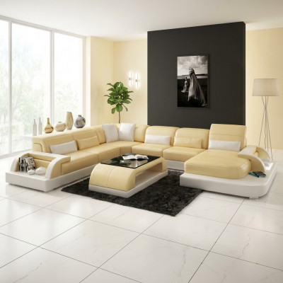 Ecksofa Polstersofa Eckgarnitur Canapé Modern Designer Sofas U-Form Lieder +USB